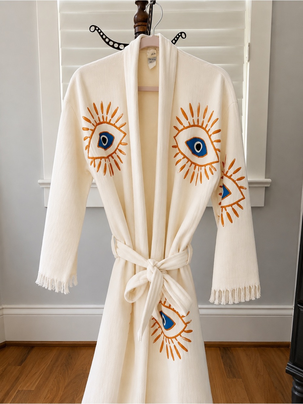 Cream Robe with Blue & Orange Eye Motif